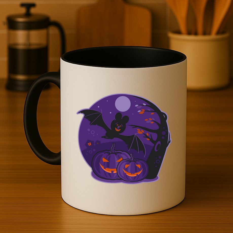 Halloween Bat and Pumpkins Mug