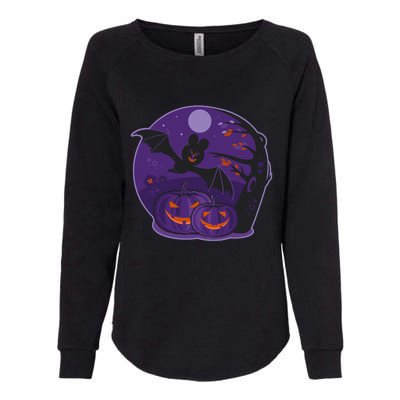 Halloween Bat and Pumpkins Womens California Wash Sweatshirt