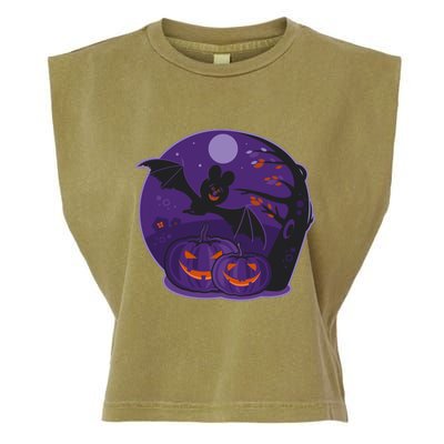 Halloween Bat and Pumpkins Garment-Dyed Women's Muscle Tee