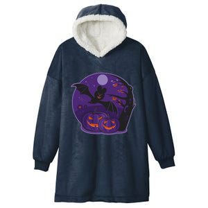 Halloween Bat and Pumpkins Hooded Wearable Blanket