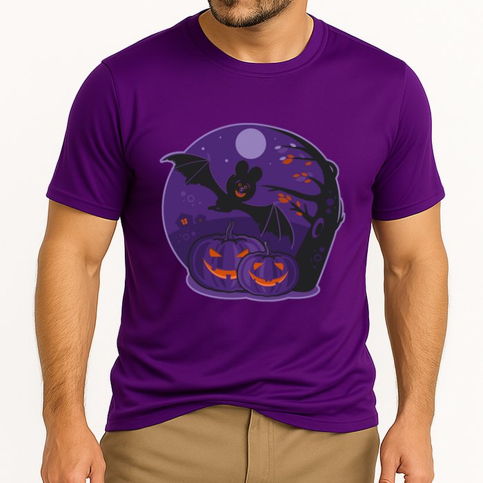 Halloween Bat and Pumpkins Cooling Performance Crew T-Shirt