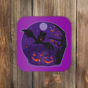 Halloween Bat and Pumpkins Coaster