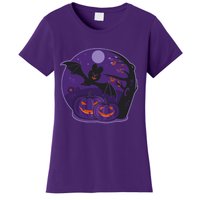 Halloween Bat and Pumpkins Women's T-Shirt