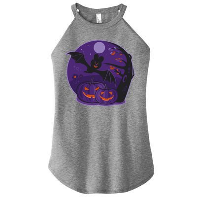 Halloween Bat and Pumpkins Women’s Perfect Tri Rocker Tank