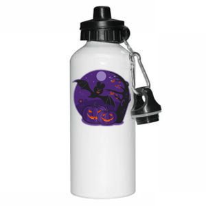 Halloween Bat and Pumpkins Aluminum Water Bottle