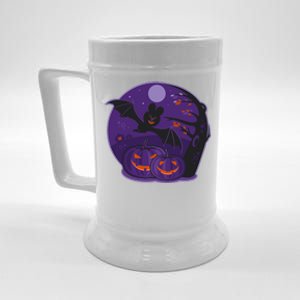 Halloween Bat and Pumpkins Beer Stein