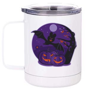 Halloween Bat and Pumpkins 12 oz Stainless Steel Tumbler Cup