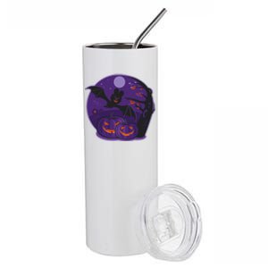 Halloween Bat and Pumpkins Stainless Steel Tumbler