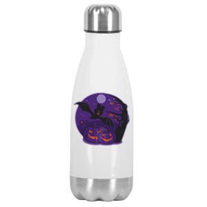 Halloween Bat and Pumpkins Stainless Steel Insulated Water Bottle