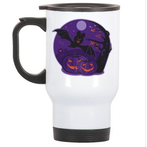 Halloween Bat and Pumpkins Stainless Steel Travel Mug