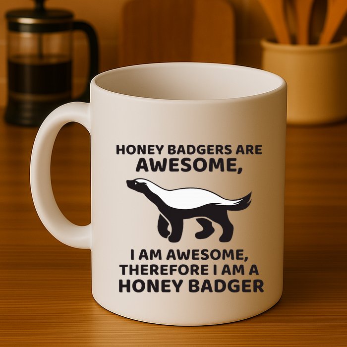 Honey Badgers Are Awesome Therefore I Am A Honey Badger Mug