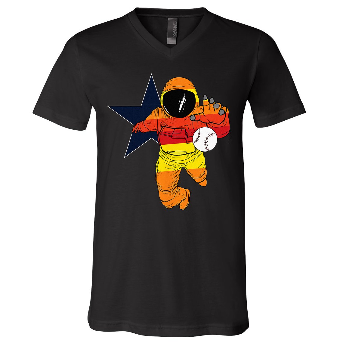 Houston Baseball Astronaut Space City V-Neck T-Shirt