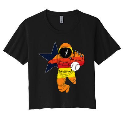 Houston Baseball Astronaut Space City Women's Crop Top Tee