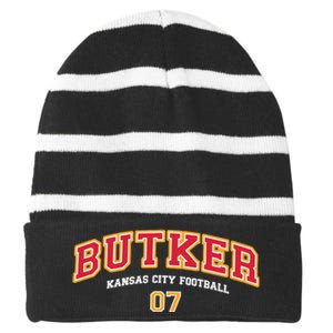 Harrison Butker Butker Kansas City Football Striped Beanie with Solid Band