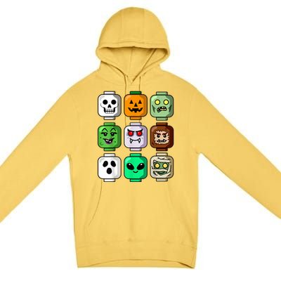 Halloween Building Brick Head Pumpkin Ghost Zombie Boy Premium Pullover Hoodie