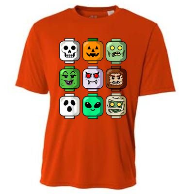 Halloween Building Brick Head Pumpkin Ghost Zombie Boy Cooling Performance Crew T-Shirt