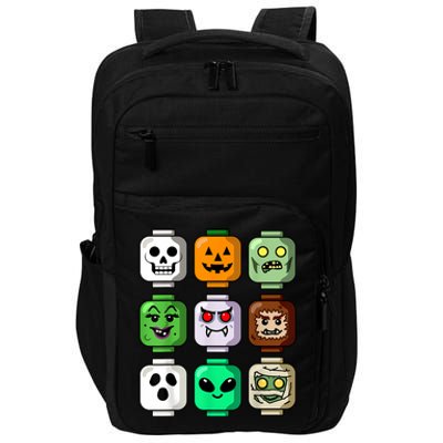 Halloween Building Brick Head Pumpkin Ghost Zombie Boy Impact Tech Backpack