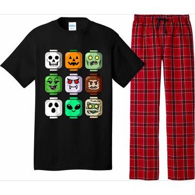 Halloween Building Brick Head Pumpkin Ghost Zombie Boy Pajama Set