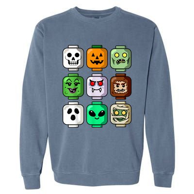 Halloween Building Brick Head Pumpkin Ghost Zombie Boy Garment-Dyed Sweatshirt