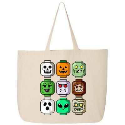 Halloween Building Brick Head Pumpkin Ghost Zombie Boy 25L Jumbo Tote