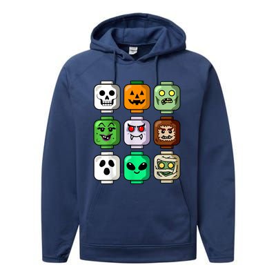 Halloween Building Brick Head Pumpkin Ghost Zombie Boy Performance Fleece Hoodie