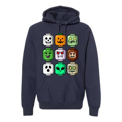 Halloween Building Brick Head Pumpkin Ghost Zombie Boy Premium Hoodie