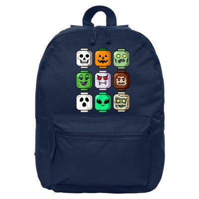 Halloween Building Brick Head Pumpkin Ghost Zombie Boy 16 in Basic Backpack