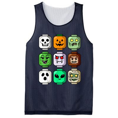 Halloween Building Brick Head Pumpkin Ghost Zombie Boy Mesh Reversible Basketball Jersey Tank