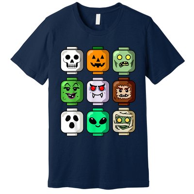 Halloween Building Brick Head Pumpkin Ghost Zombie Boy Premium T-Shirt