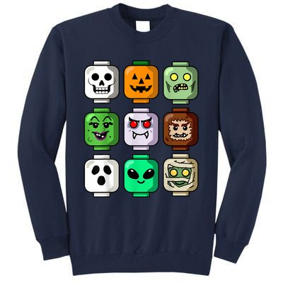 Halloween Building Brick Head Pumpkin Ghost Zombie Boy Tall Sweatshirt