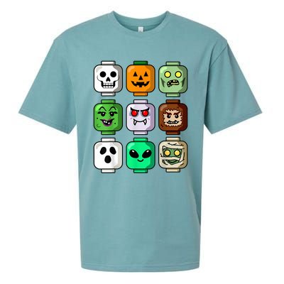 Halloween Building Brick Head Pumpkin Ghost Zombie Boy Sueded Cloud Jersey T-Shirt