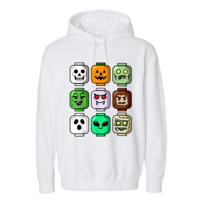 Halloween Building Brick Head Pumpkin Ghost Zombie Boy Garment-Dyed Fleece Hoodie