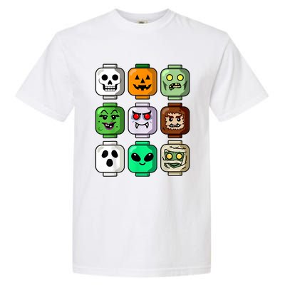 Halloween Building Brick Head Pumpkin Ghost Zombie Boy Garment-Dyed Heavyweight T-Shirt