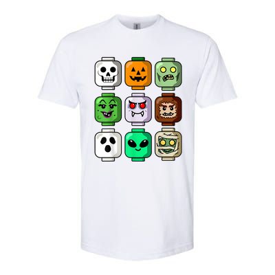 Halloween Building Brick Head Pumpkin Ghost Zombie Boy Softstyle CVC T-Shirt