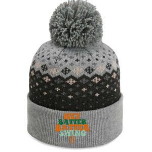 Hey Batter Batter Swing Baseball Retro The Baniff Cuffed Pom Beanie