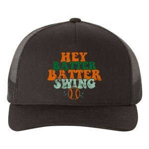 Hey Batter Batter Swing Baseball Retro Yupoong Adult 5-Panel Trucker Hat