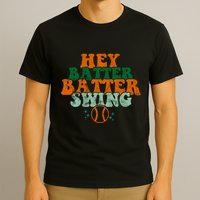 Hey Batter Batter Swing Baseball Retro T-Shirt