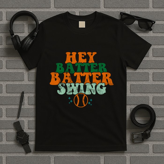 Hey Batter Batter Swing Baseball Retro T-Shirt