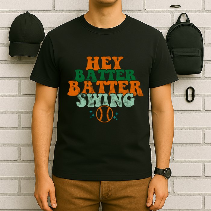 Hey Batter Batter Swing Baseball Retro T-Shirt