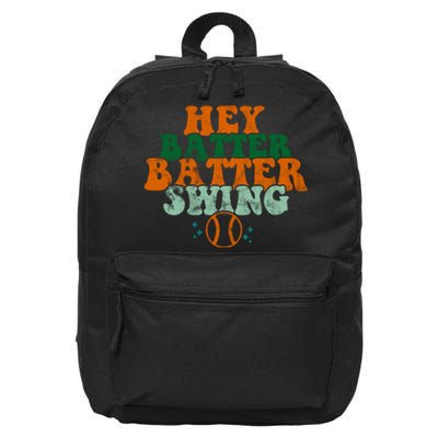 Hey Batter Batter Swing Baseball Retro 16 in Basic Backpack