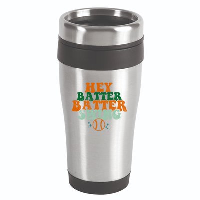 Hey Batter Batter Swing Baseball Retro 16oz Travel Tumbler