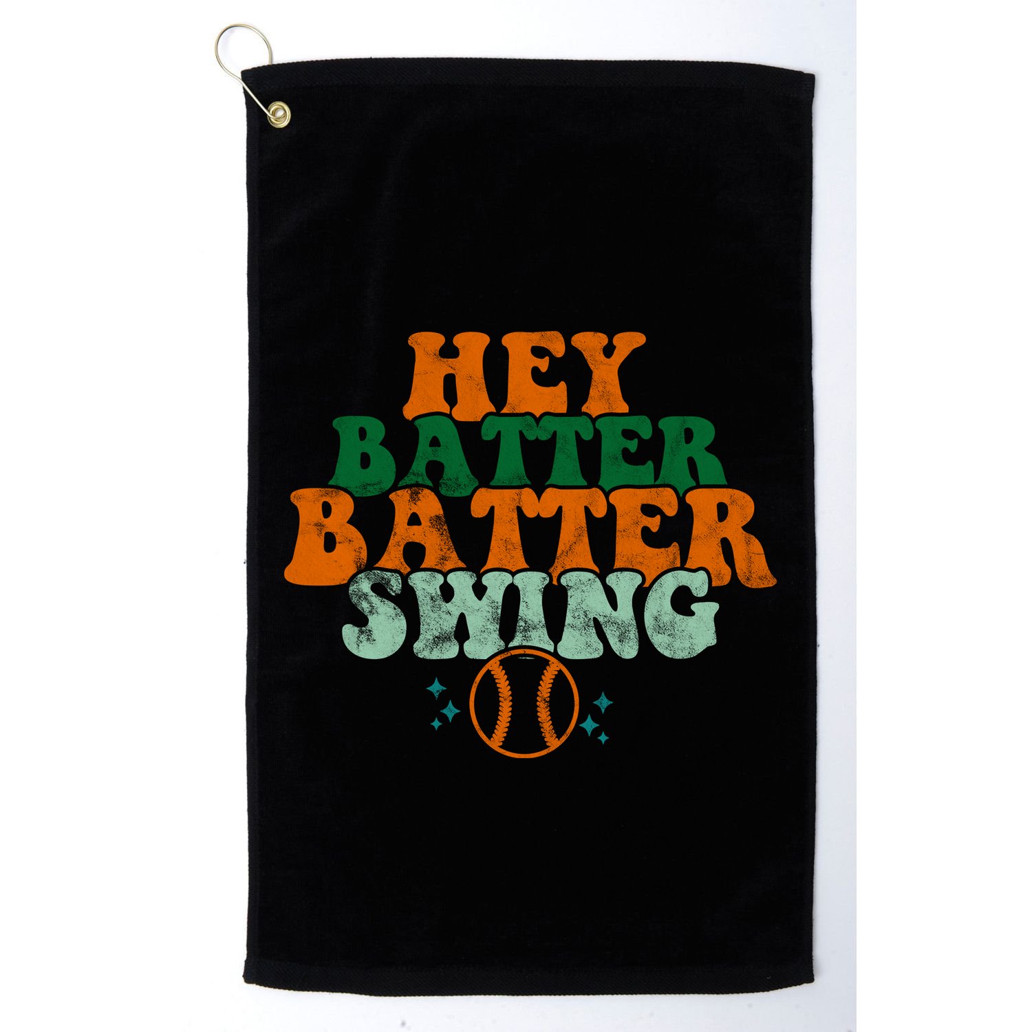 Hey Batter Batter Swing Baseball Retro Golf Towel