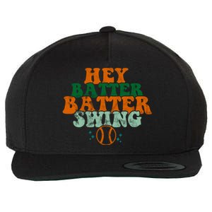 Hey Batter Batter Swing Baseball Retro Wool Snapback Cap