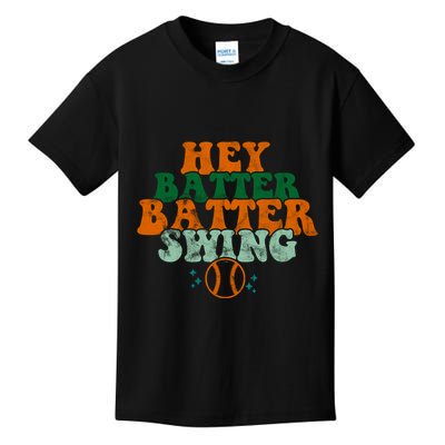 Hey Batter Batter Swing Baseball Retro Kids T-Shirt