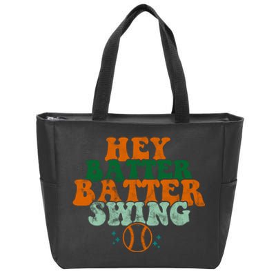 Hey Batter Batter Swing Baseball Retro Zip Tote Bag