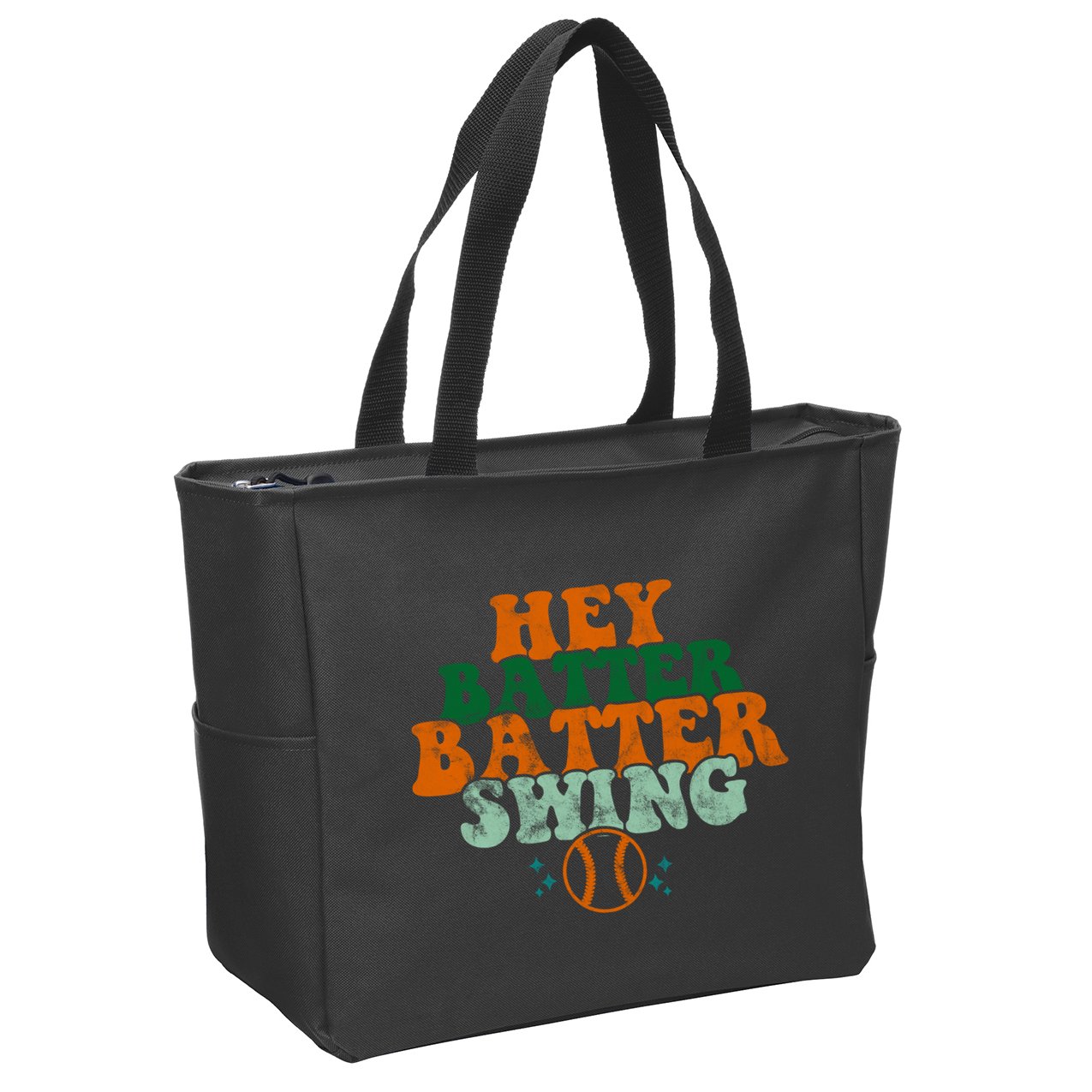 Hey Batter Batter Swing Baseball Retro Zip Tote Bag