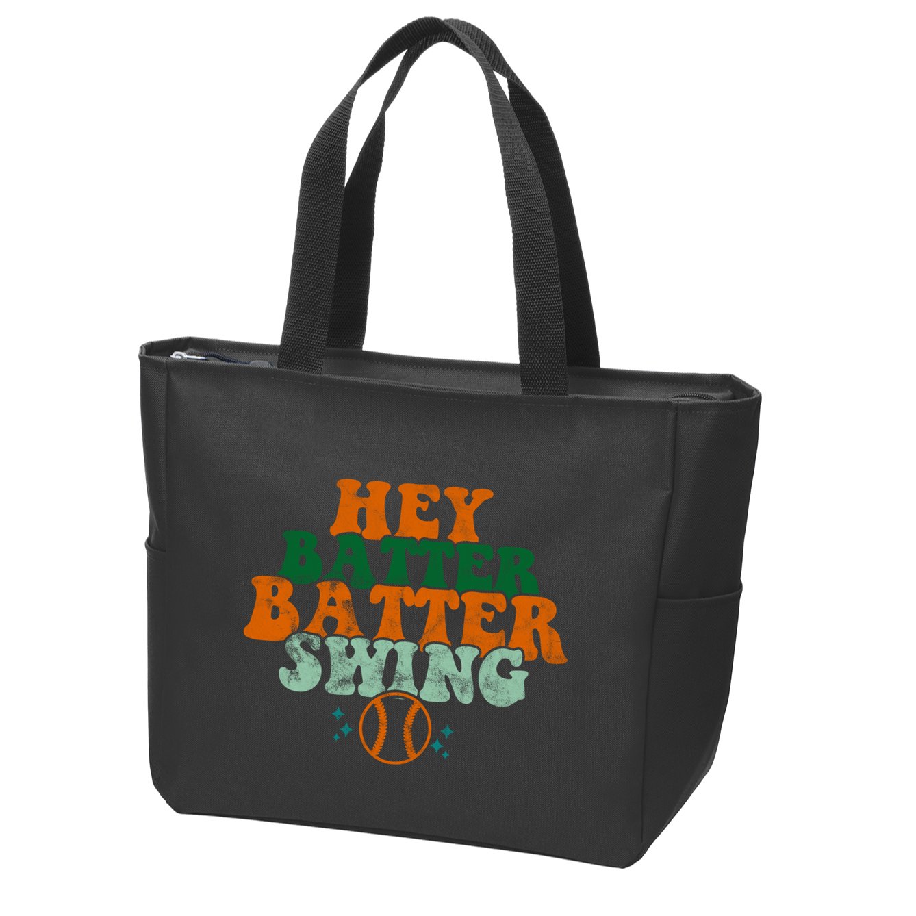 Hey Batter Batter Swing Baseball Retro Zip Tote Bag