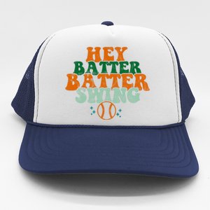 Hey Batter Batter Swing Baseball Retro Trucker Hat