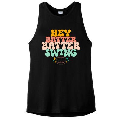 Hey Batter Batter Swing Funny Baseball Pitcher Support Ladies PosiCharge Tri-Blend Wicking Tank