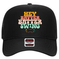 Hey Batter Batter Swing Funny Baseball Pitcher Support High Crown Mesh Back Trucker Hat